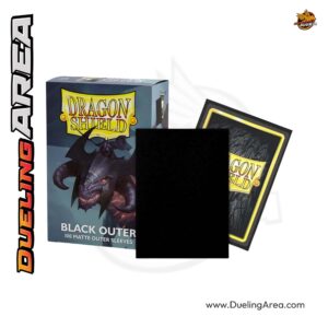 Dragon Shield Matte Outer Sleeves - Black (100-Pack) -  حافظه بطاقات درع التنين اليابانية غير اللامعة أسود (عبوة من 100 قطعة)